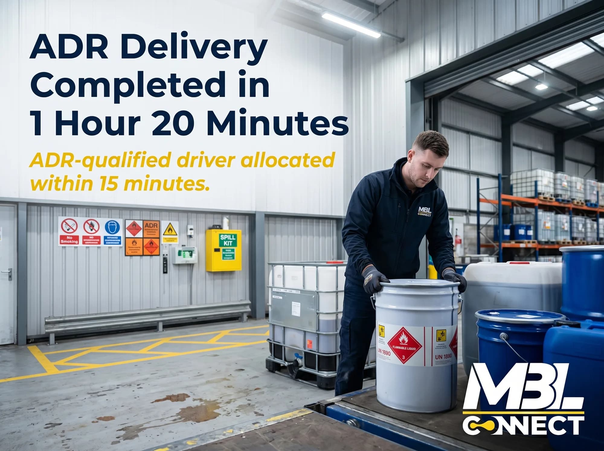 ADR Delivery Completed in 1 Hour 20 Minutes for a Manchester Chemical Manufacturer