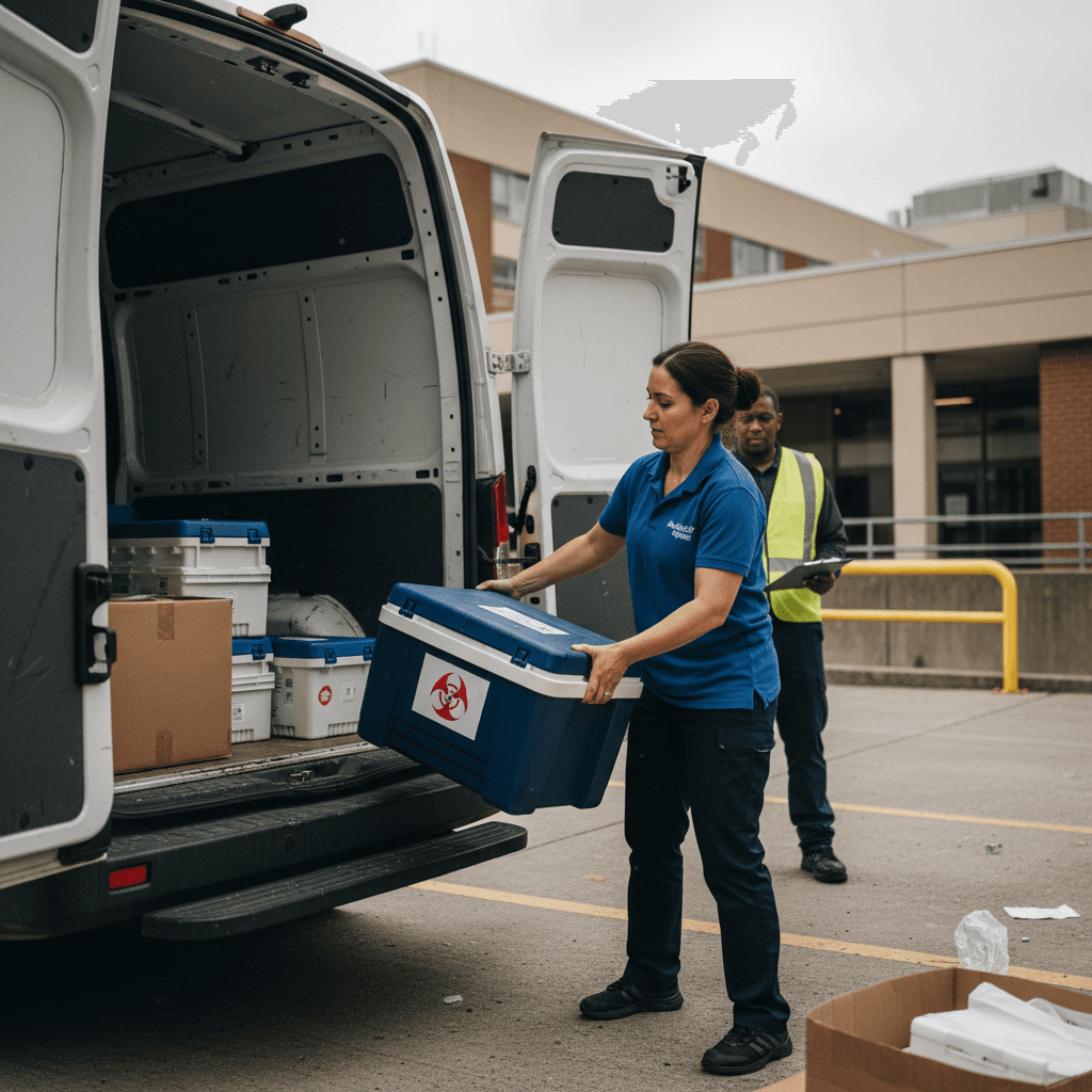 Urgent delivery courier ready for immediate dispatch